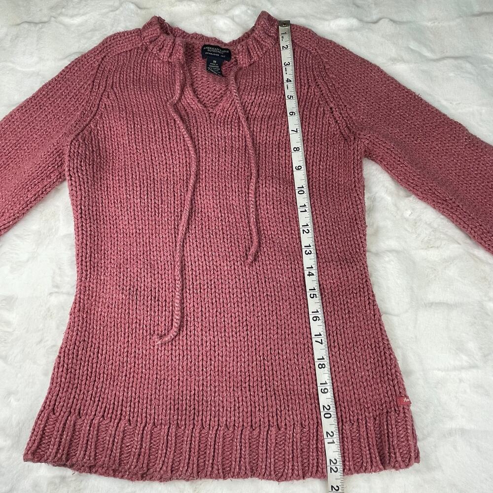 🔥Vintage Y2K 2000s Chunky Knit American Eagle Outfitters Pink Pullover Sweater - Picture 10 of 14